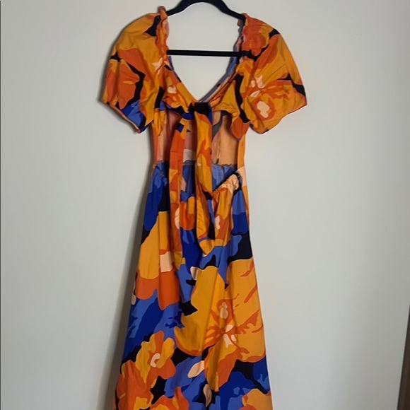 Tabitha Brown Floral Orange and Blue Maxi Dress - Picture 2 of 11